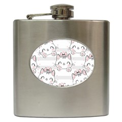 Cat With Bow Pattern Hip Flask (6 Oz) by Hannah976