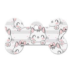 Cat With Bow Pattern Dog Tag Bone (one Side) by Hannah976