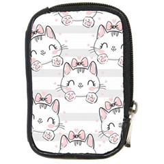 Cat With Bow Pattern Compact Camera Leather Case by Hannah976