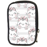 Cat With Bow Pattern Compact Camera Leather Case Front