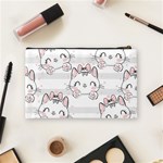 Cat With Bow Pattern Cosmetic Bag (Medium) Back