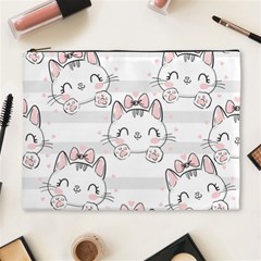 Cat With Bow Pattern Cosmetic Bag (xl) by Hannah976