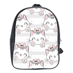 Cat With Bow Pattern School Bag (large) by Hannah976