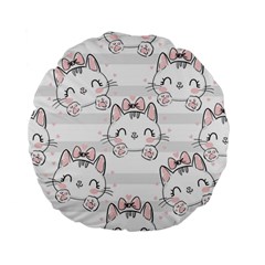 Cat With Bow Pattern Standard 15  Premium Flano Round Cushions by Hannah976