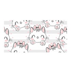 Cat With Bow Pattern Satin Wrap 35  X 70  by Hannah976