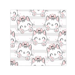 Cat With Bow Pattern Square Satin Scarf (30  X 30 ) by Hannah976