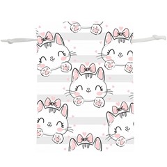 Cat With Bow Pattern Lightweight Drawstring Pouch (xl) by Hannah976