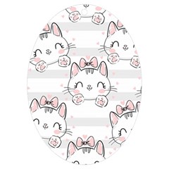 Cat With Bow Pattern Uv Print Acrylic Ornament Oval by Hannah976