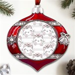 Cat With Bow Pattern Metal Snowflake And Bell Red Ornament Front