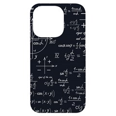 Mathematical Seamless Pattern With Geometric Shapes Formulas Iphone 14 Pro Black Uv Print Case by Hannah976