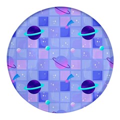 Seamless Pattern Pastel Galaxy Future Round Glass Fridge Magnet (4 Pack) by Hannah976