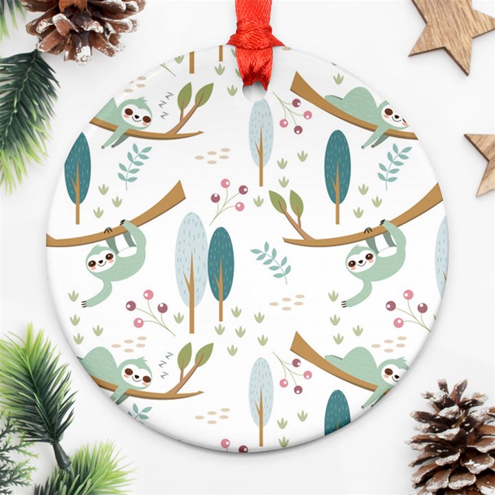 Pattern Sloth Woodland Ornament (Round)