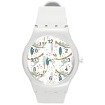 Pattern Sloth Woodland Round Plastic Sport Watch (M) Front