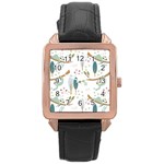 Pattern Sloth Woodland Rose Gold Leather Watch  Front