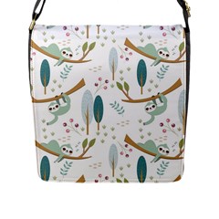 Pattern Sloth Woodland Flap Closure Messenger Bag (l) by Hannah976