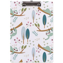 Pattern Sloth Woodland A4 Acrylic Clipboard by Hannah976