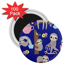 Hand Drawn Cute Sloth Pattern Background 2 25  Magnets (100 Pack)  by Hannah976