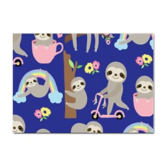 Hand Drawn Cute Sloth Pattern Background Sticker A4 (10 Pack) by Hannah976