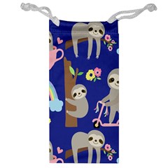 Hand Drawn Cute Sloth Pattern Background Jewelry Bag by Hannah976