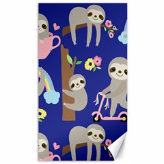 Hand Drawn Cute Sloth Pattern Background Canvas 40  X 72  by Hannah976