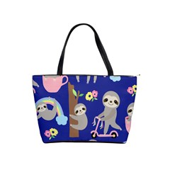 Hand Drawn Cute Sloth Pattern Background Classic Shoulder Handbag by Hannah976