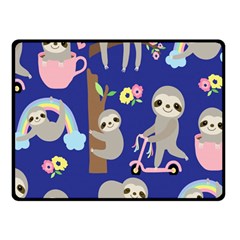 Hand Drawn Cute Sloth Pattern Background Two Sides Fleece Blanket (small) by Hannah976