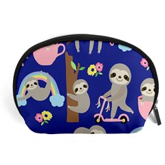 Hand Drawn Cute Sloth Pattern Background Accessory Pouch (large) by Hannah976