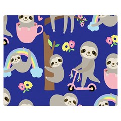 Hand Drawn Cute Sloth Pattern Background Two Sides Premium Plush Fleece Blanket (medium) by Hannah976