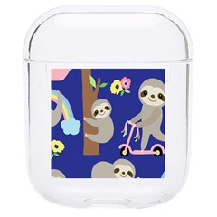 Hand Drawn Cute Sloth Pattern Background Hard Pc Airpods 1/2 Case by Hannah976