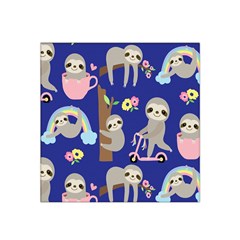 Hand Drawn Cute Sloth Pattern Background Satin Bandana Scarf 22  X 22  by Hannah976