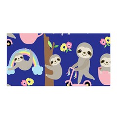 Hand Drawn Cute Sloth Pattern Background Satin Wrap 35  X 70  by Hannah976