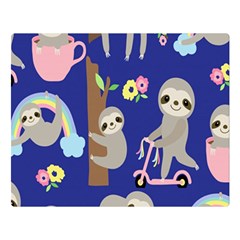 Hand Drawn Cute Sloth Pattern Background Premium Plush Fleece Blanket (large)