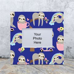 Hand Drawn Cute Sloth Pattern Background White Box Photo Frame 4  X 6 