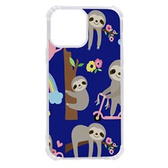 Hand Drawn Cute Sloth Pattern Background Iphone 13 Pro Max Tpu Uv Print Case by Hannah976