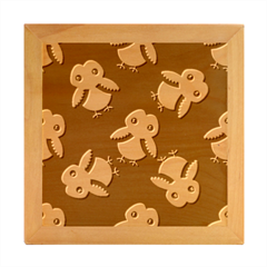 Owl Pattern Background Wood Photo Frame Cube