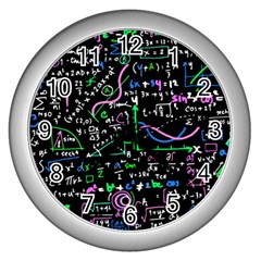 Math Linear Mathematics Education Circle Background Wall Clock (silver) by Hannah976