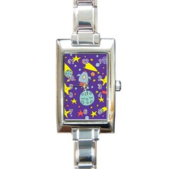 Card With Lovely Planets Rectangle Italian Charm Watch by Hannah976