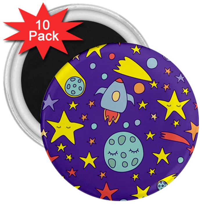 Card With Lovely Planets 3  Magnets (10 pack) 