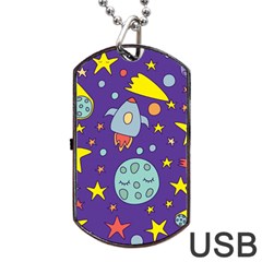 Card With Lovely Planets Dog Tag Usb Flash (one Side) by Hannah976