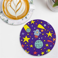 Card With Lovely Planets Uv Print Round Tile Coaster by Hannah976