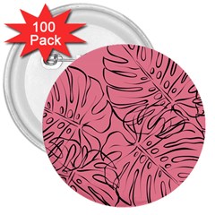 Pink Monstera 3  Buttons (100 Pack)  by ConteMonfrey