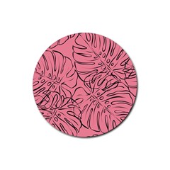 Pink Monstera Rubber Round Coaster (4 Pack) by ConteMonfrey