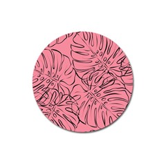 Pink Monstera Magnet 3  (round) by ConteMonfrey