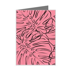 Pink Monstera Mini Greeting Card by ConteMonfrey