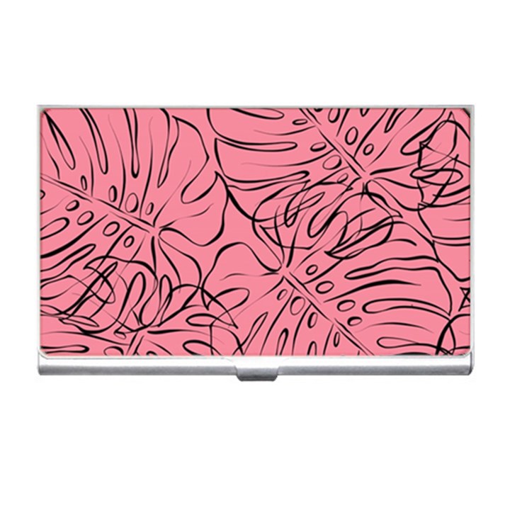 Pink Monstera Business Card Holder