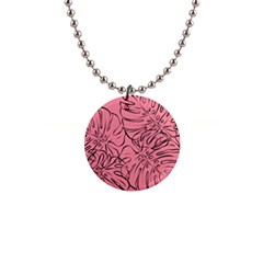 Pink Monstera 1  Button Necklace by ConteMonfrey