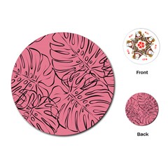 Pink Monstera Playing Cards Single Design (round)