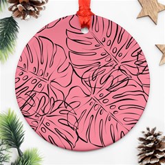 Pink Monstera Round Ornament (two Sides)