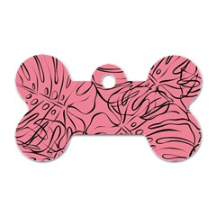 Pink Monstera Dog Tag Bone (two Sides) by ConteMonfrey