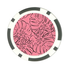 Pink Monstera Poker Chip Card Guard by ConteMonfrey